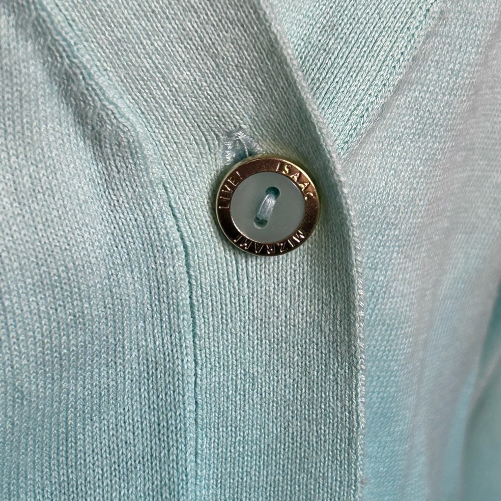 Y2K Coastal Ombre Cardigan Isaac Mizrahi Aqua Gradient Knit Sweater - Picture 4 of 7
